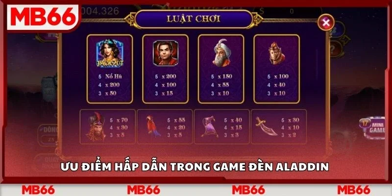 Ưu điểm hấp dẫn trong game đèn aladdin
